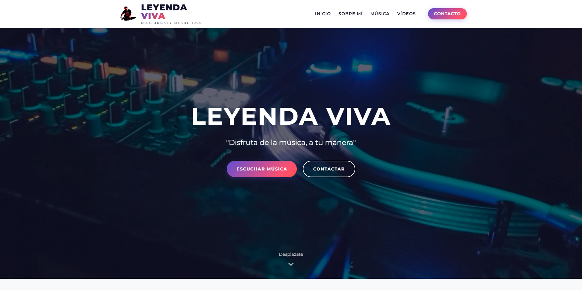 Ejemplo de web para un DJ